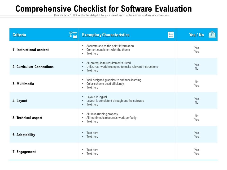 Esempio di Software Selection checklist 